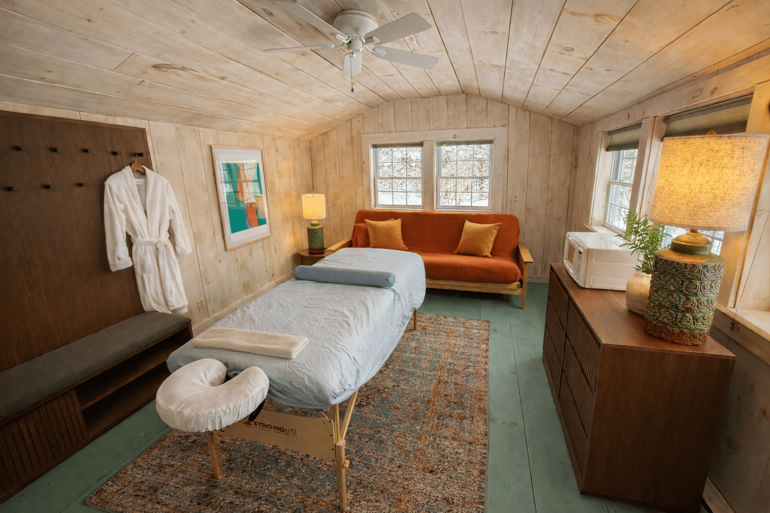 Interior of Frog Meadow's massage studio.